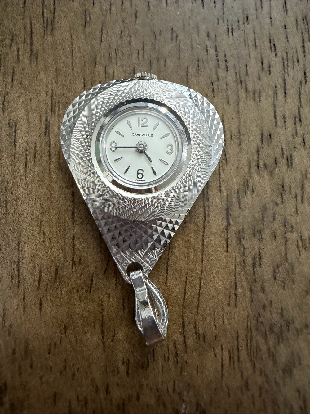 Vintage Caravelle Silver-Tone Pendant Watch Necklace